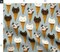 Whimsical Cats Ice Cream Cute Kittens Cone Kids Blue Sweet Food Animals Custom Printed Fabric by Spoonflower Various Fabrics by the Yard or Fat Quarter